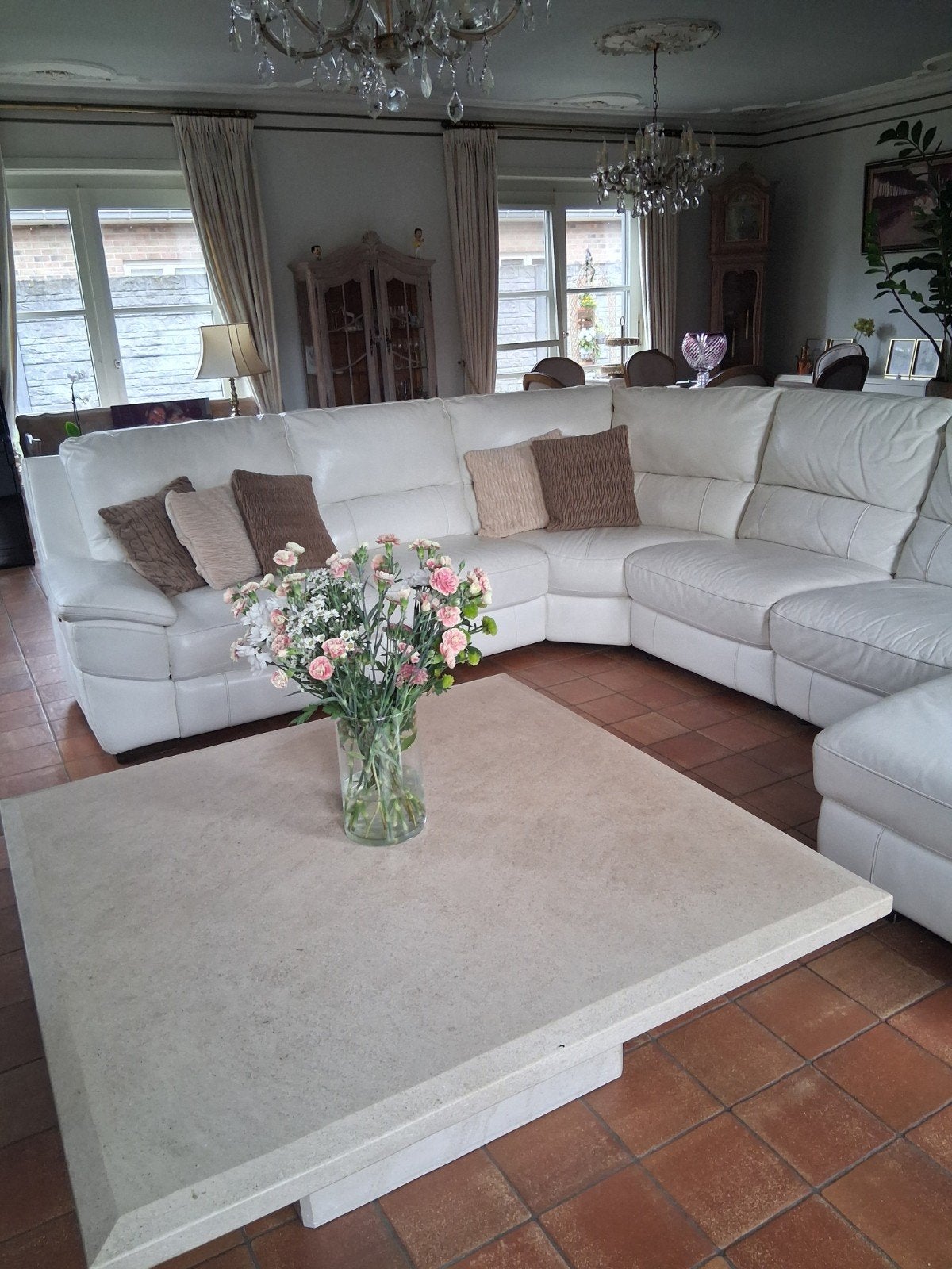 lederen hoeksalon met relaxzetel, Ophalen, Zo goed als nieuw, Leer