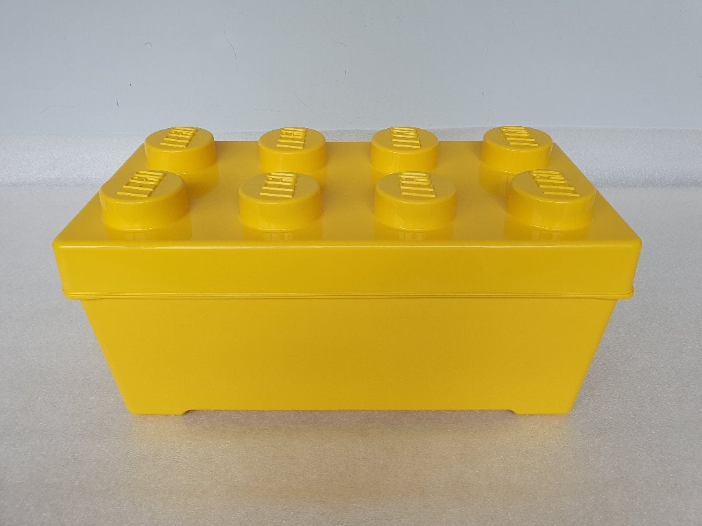 Gele Lego opbergdoos bouwsteen ca. 18 cm (geen inhoud), Ophalen of Verzenden, Gebruikt, Lego