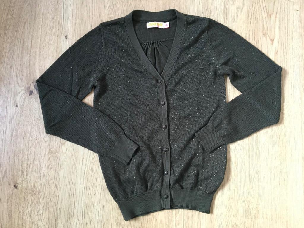 SOMEONE, donker kakigroen vest glitters 146, Kinderen en Baby's, Meisje, Trui of Vest, Ophalen of Verzenden, Zo goed als nieuw