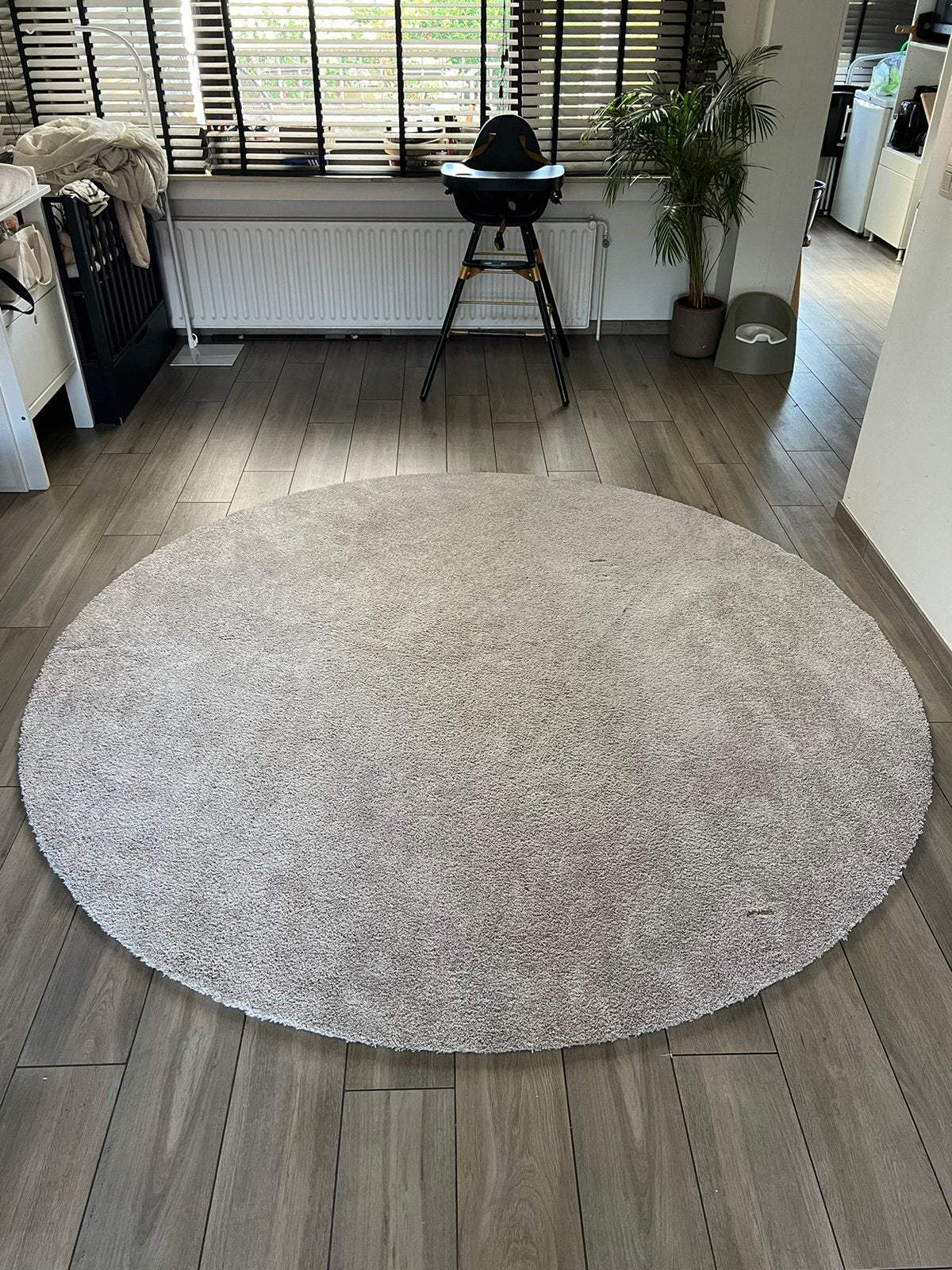 Rond tapijt, Huis en Inrichting, Stoffering | Tapijten en Vloerkleden, Ophalen, Zo goed als nieuw, Beige, Rond