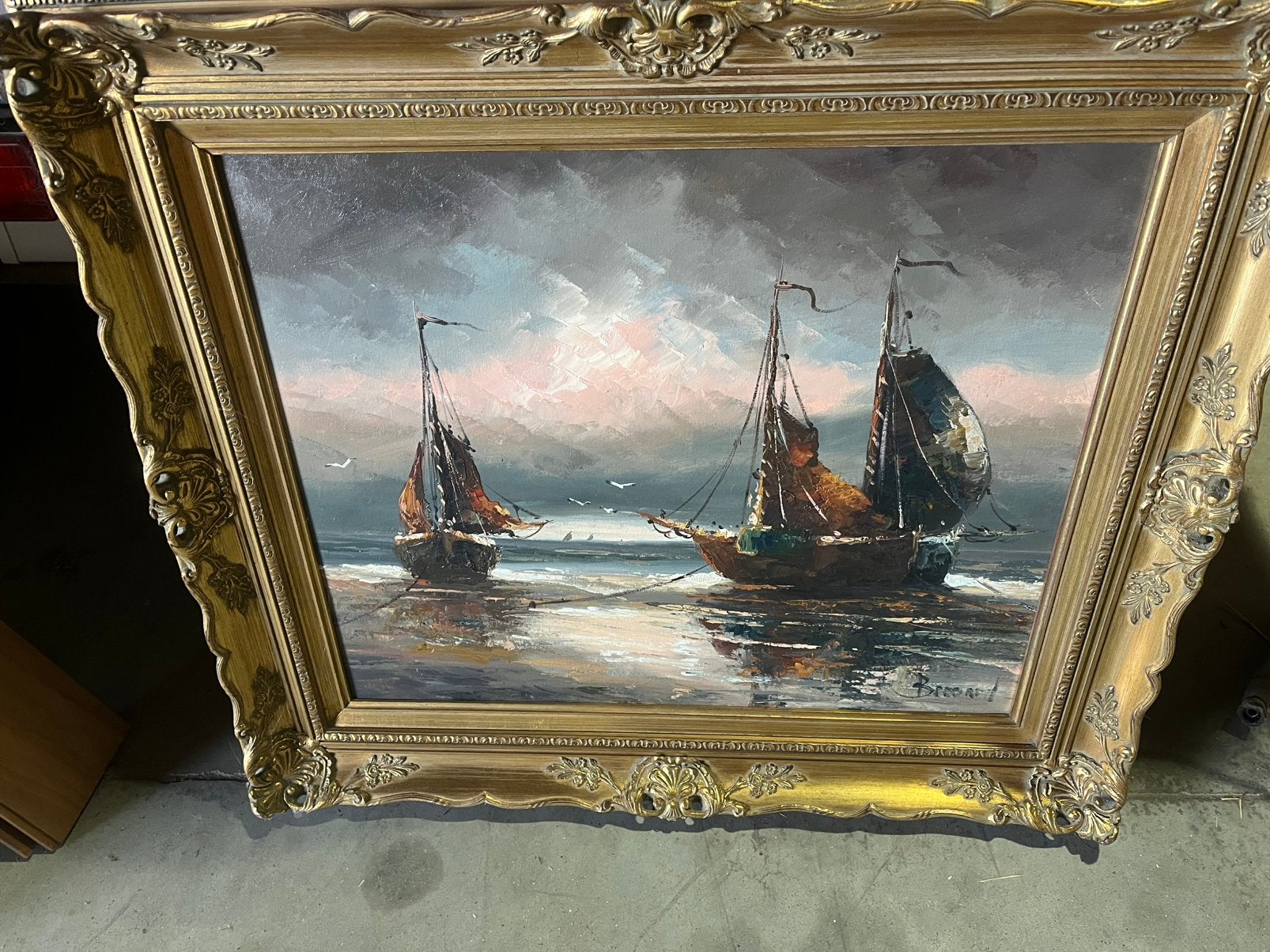 Très belle peinture de bateaux dans le port, Enlèvement