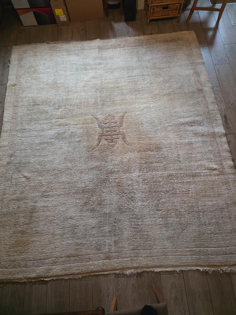 Antiek CHINEES vloerkleed 2,60m x 2,90m beige, Ophalen
