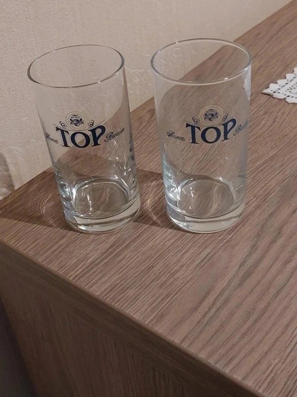 2 Drinkglazen : Top Bronnen / Brakel, Ophalen of Verzenden, Zo goed als nieuw, Frisdrankglas