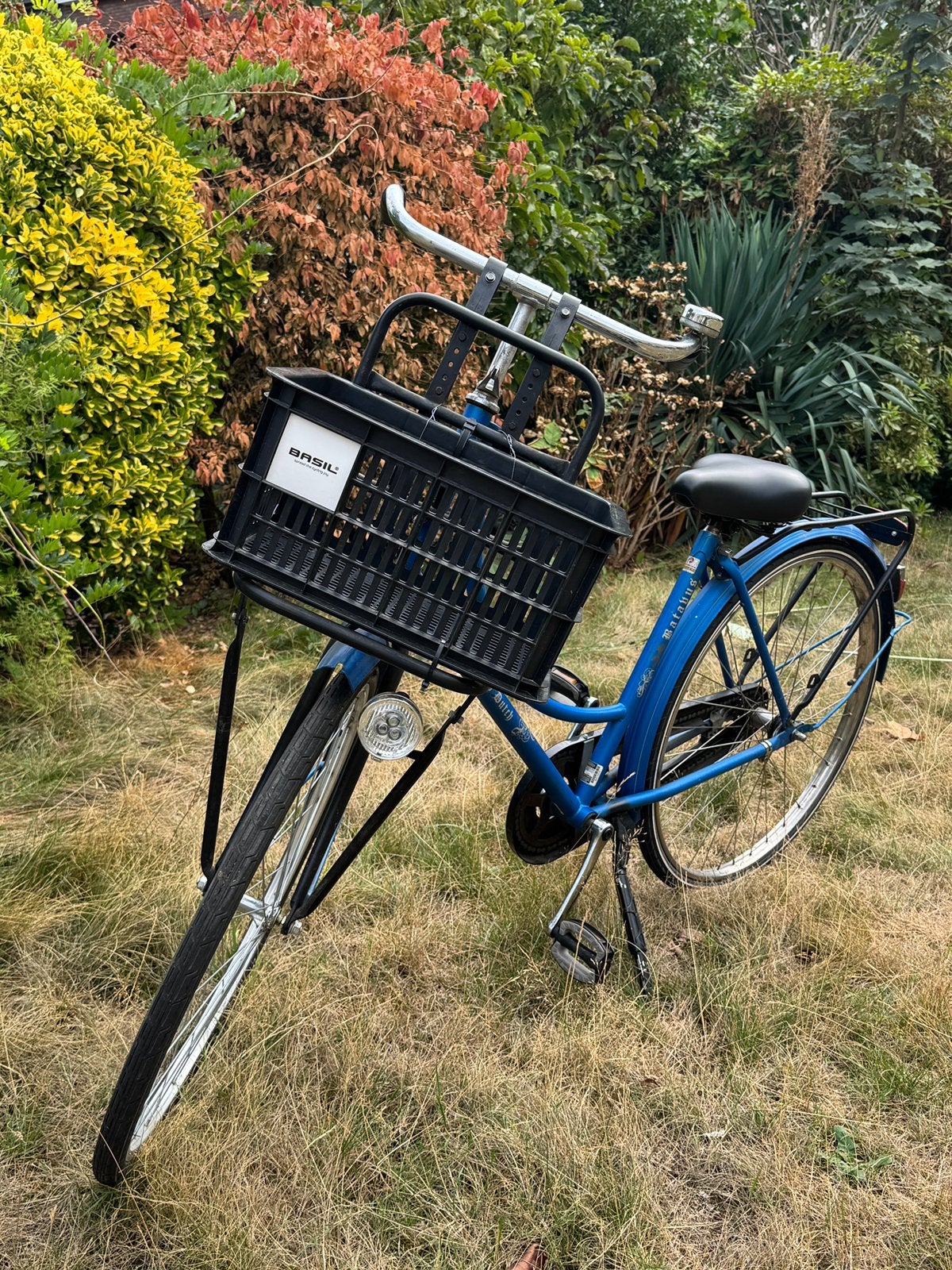 Blauwe Hollandse fiets, Fietsen en Brommers, Ophalen, Gebruikt, Terugtraprem
