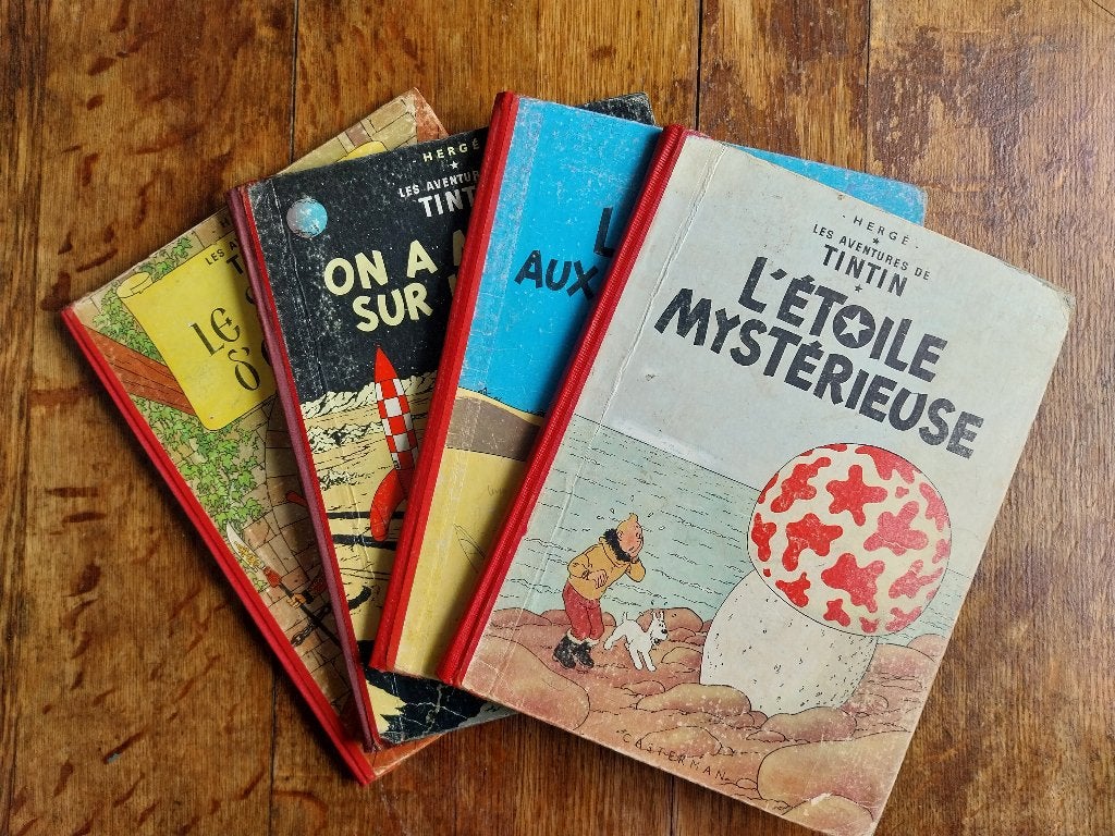 Tintin, lot de 4 anciens albums (1957 et 1958), Livres, Plusieurs BD, Enlèvement ou Envoi, Utilisé, Herge