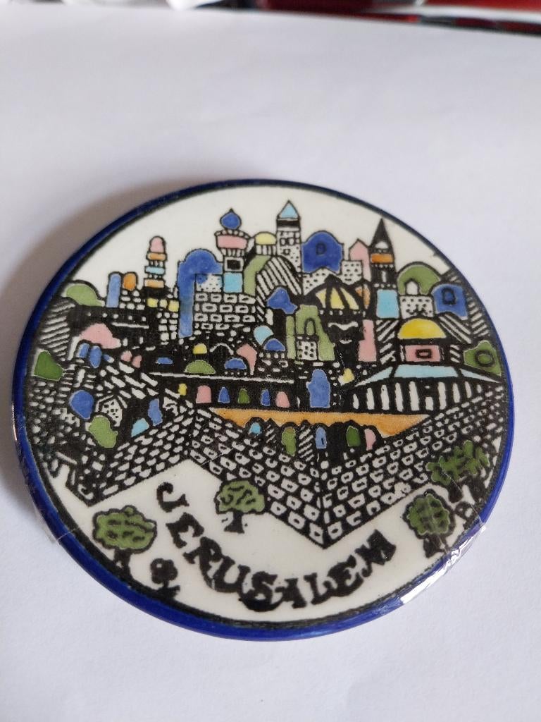 4 UNIEKE VINTAGE KERAMISCHE BORDEN UIT JERUZALEM, Antiek en Kunst, Ophalen of Verzenden
