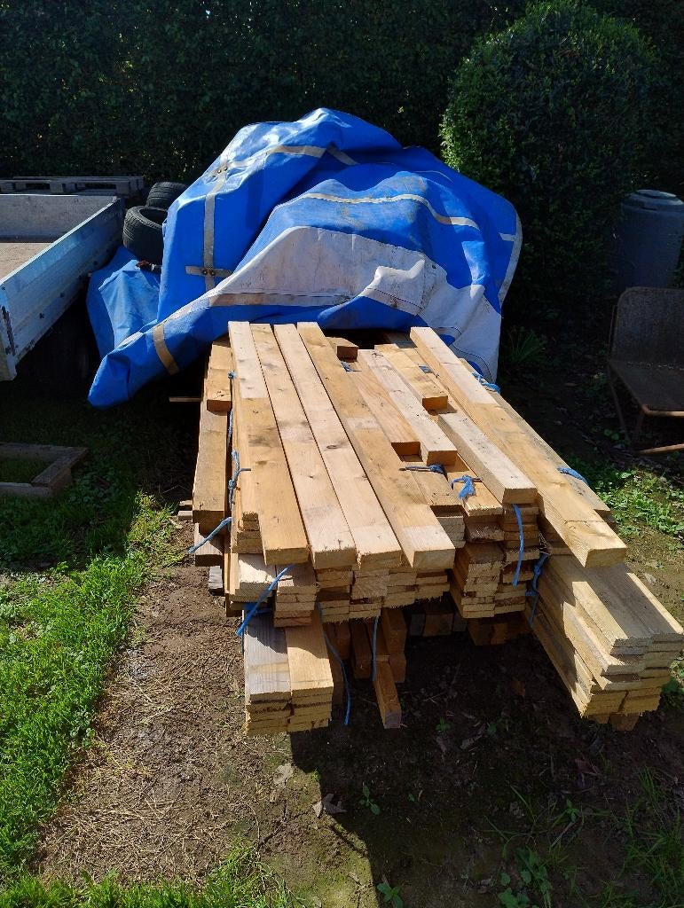Houten planken en balken, Doe-het-zelf en Bouw, Hout en Planken, Gebruikt, Plank, Grenen, Minder dan 200 cm, Minder dan 25 mm