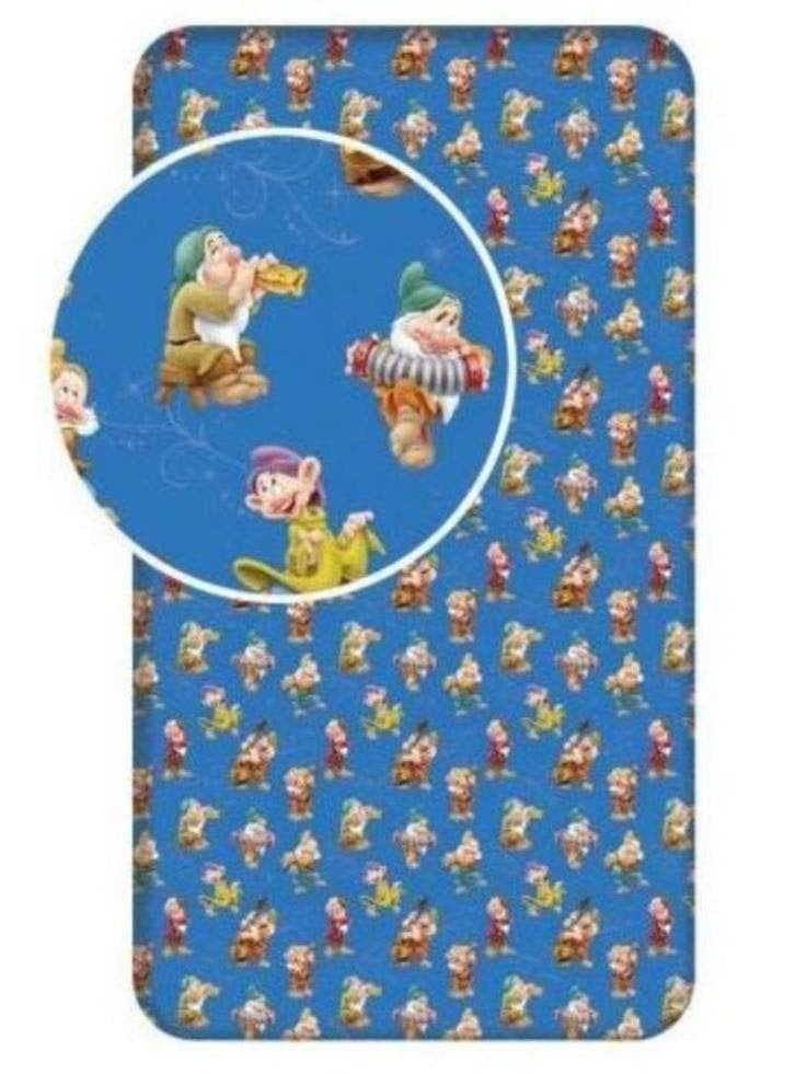 Disney Princess Hoeslaken 90x200 cm - 7 Dwergen - Katoen, Hoeslaken of Sloop, Eenpersoonsbed, Nieuw, Ophalen of Verzenden