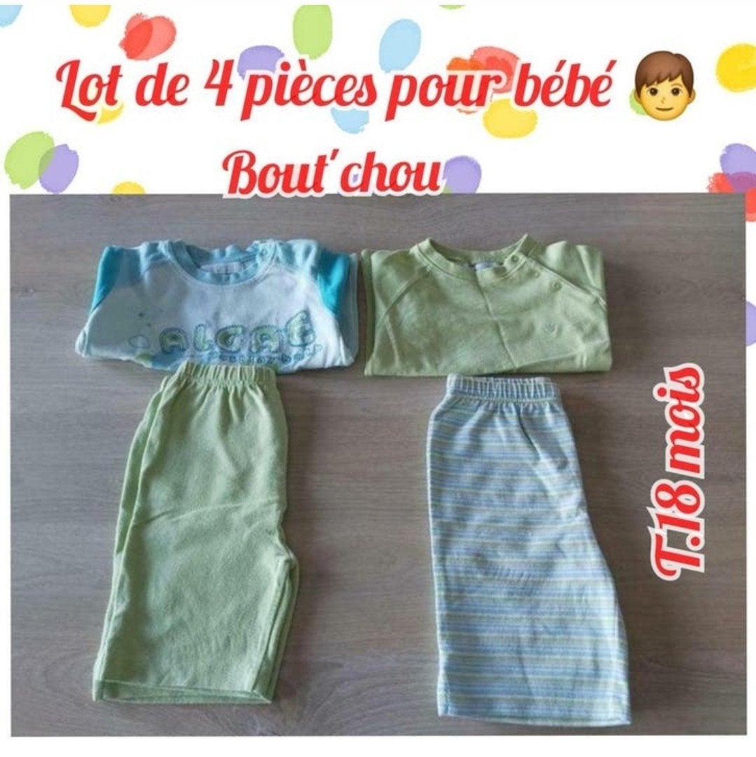 Bermudas+t-shirts MC pour bébé garçon -lot de 4-T.18 mois, Kinderen en Baby's, Babykleding | Maat 86, Ophalen of Verzenden, Gebruikt
