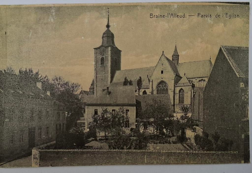 Braine-l'Alleud, voorplein van de kerk, Ophalen of Verzenden, Gelopen, Waals-Brabant