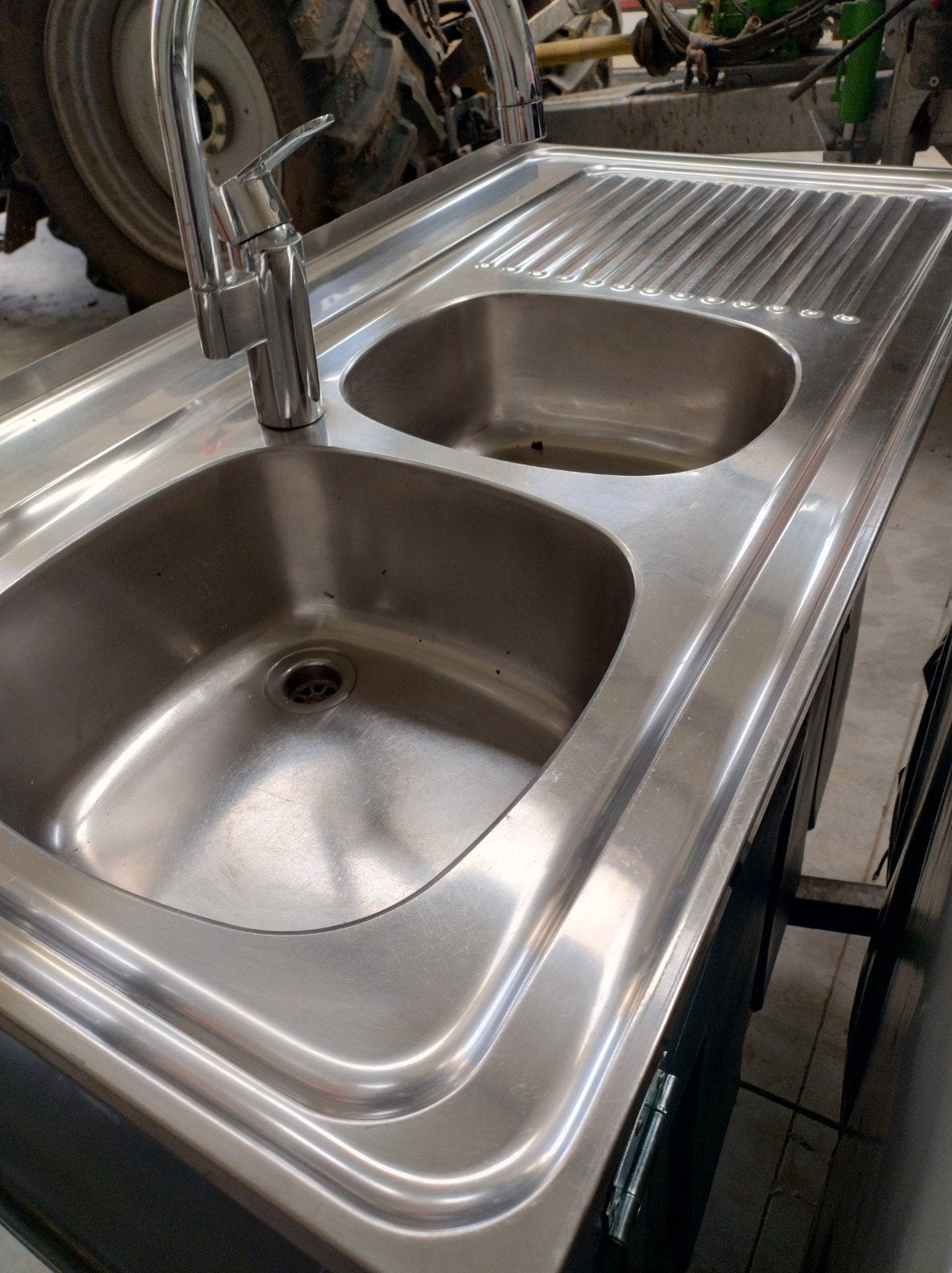 inox afwasbak + nieuwe sifon + mengkraan Grohe, Ophalen, 100 tot 150 cm, Zo goed als nieuw, Minder dan 100 cm