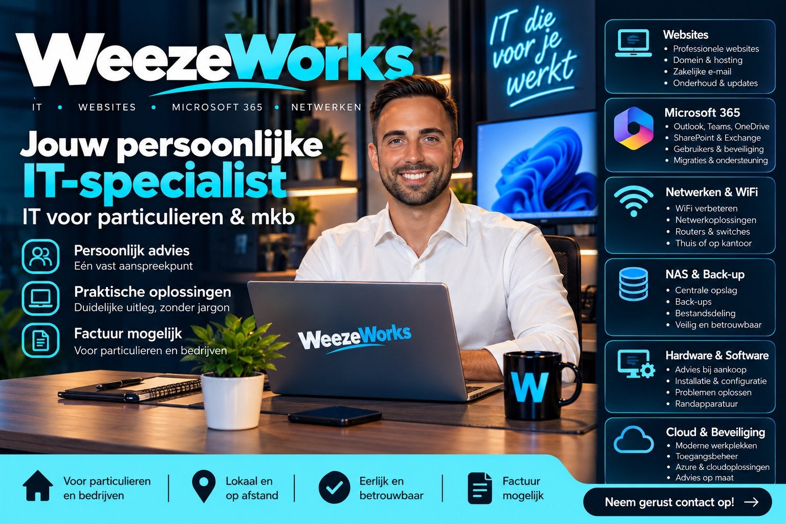 WeezeWorks – Jouw persoonlijke IT-specialist, Diensten en Vakmensen, Garantie, Netwerkaanleg