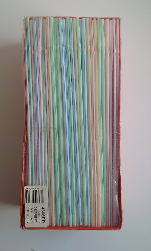 500  XL  drinkrietjes – buigrietjes | 35cm | gestreepte Mix, Ophalen of Verzenden, Nieuw