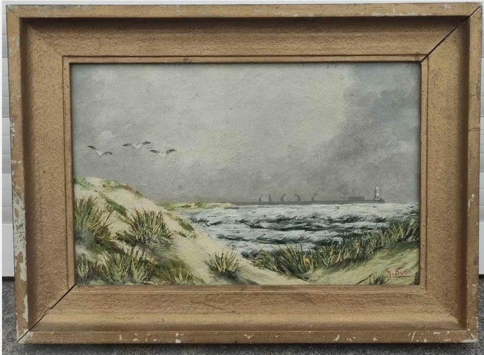 huile sur panneau marine signe g boes, Ophalen of Verzenden, Paneel