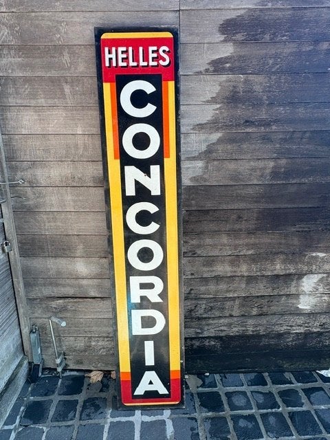 Emaillebord Helles Concordia, Ophalen, Gebruikt, Reclamebord, Plaat of Schild, Overige merken