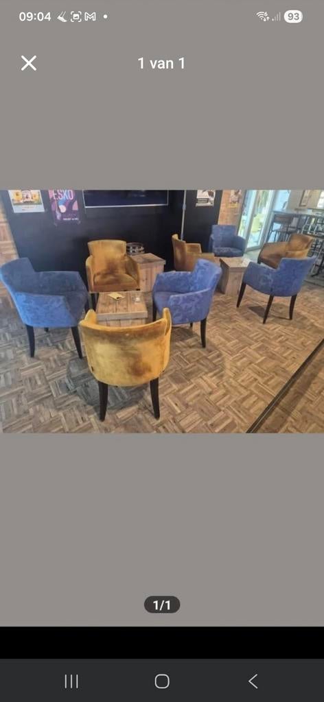 Kuipzetels blauw en geel, Huis en Inrichting, Stoelen, Ophalen, Blauw