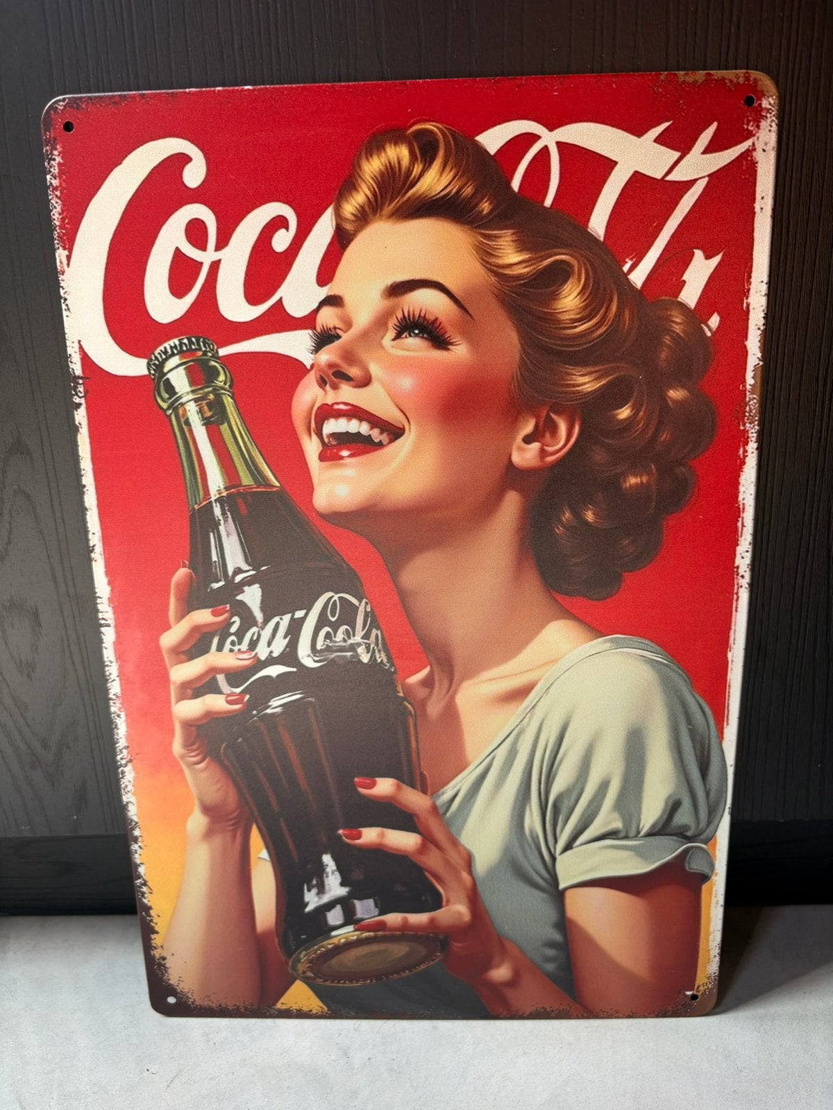 Retro reclamebord Coca-Cola, Verzamelen, Ophalen of Verzenden, Nieuw, Reclamebord