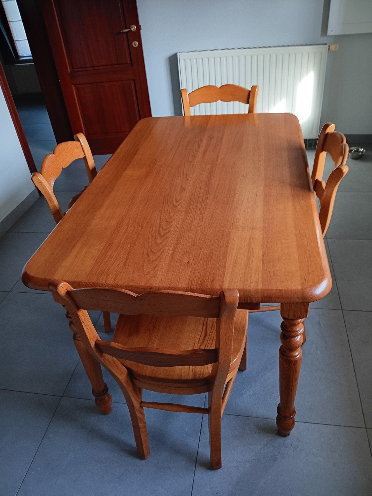 Eiken keukentafel + 4 stoelen., Enlèvement