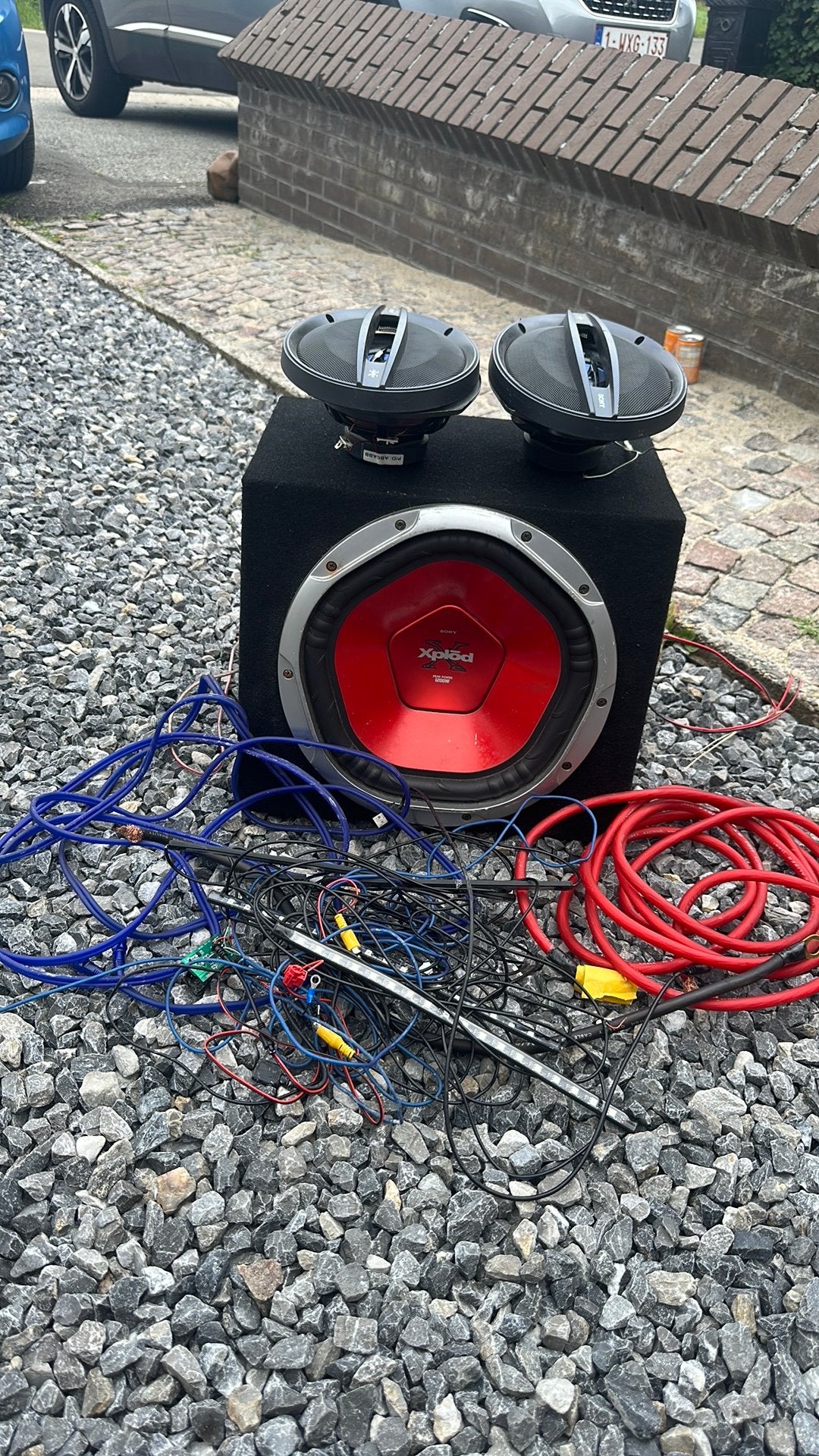 Subwoofer met benodigdheden, Auto diversen, Autospeakers, Ophalen, Gebruikt