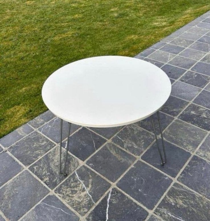Table basse pliable en très bon état. ⌀ 60 cm, Jardin & Terrasse, Tables de jardin, Comme neuf, Bois, Enlèvement