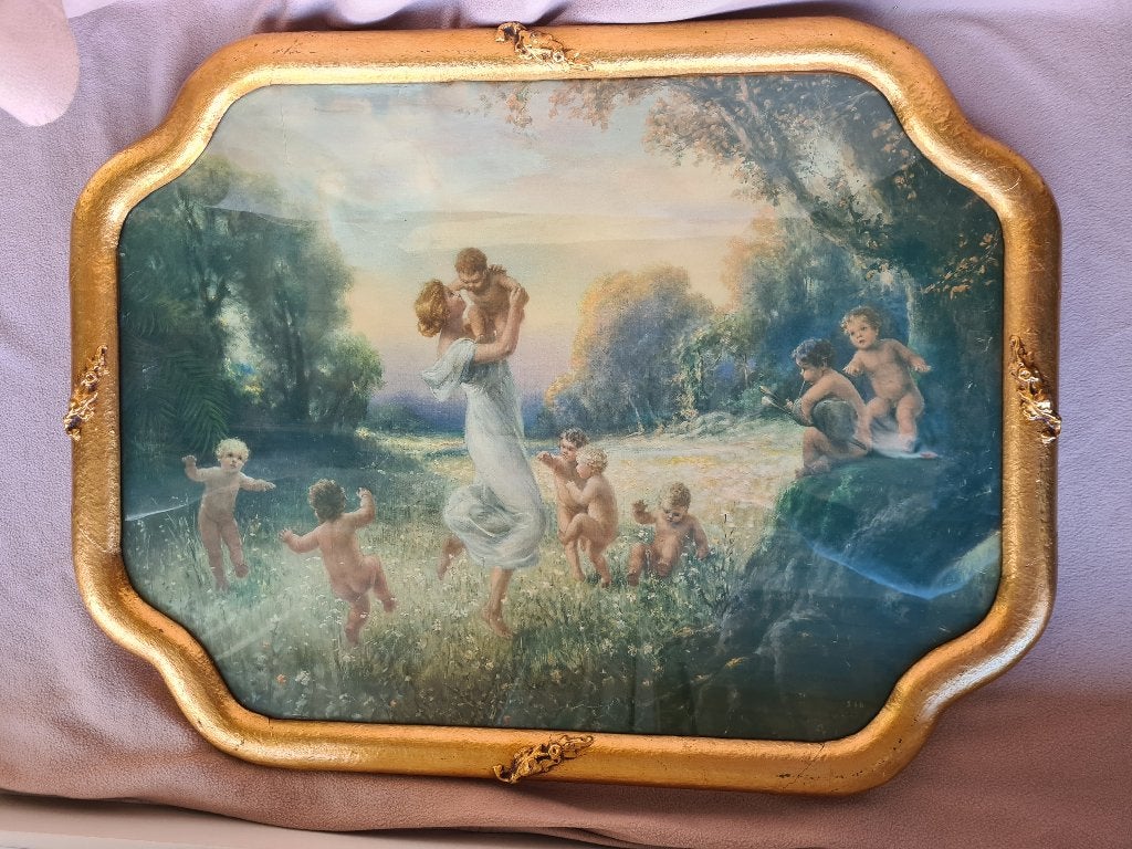 Oude kader met prent, Antiek en Kunst, Ophalen
