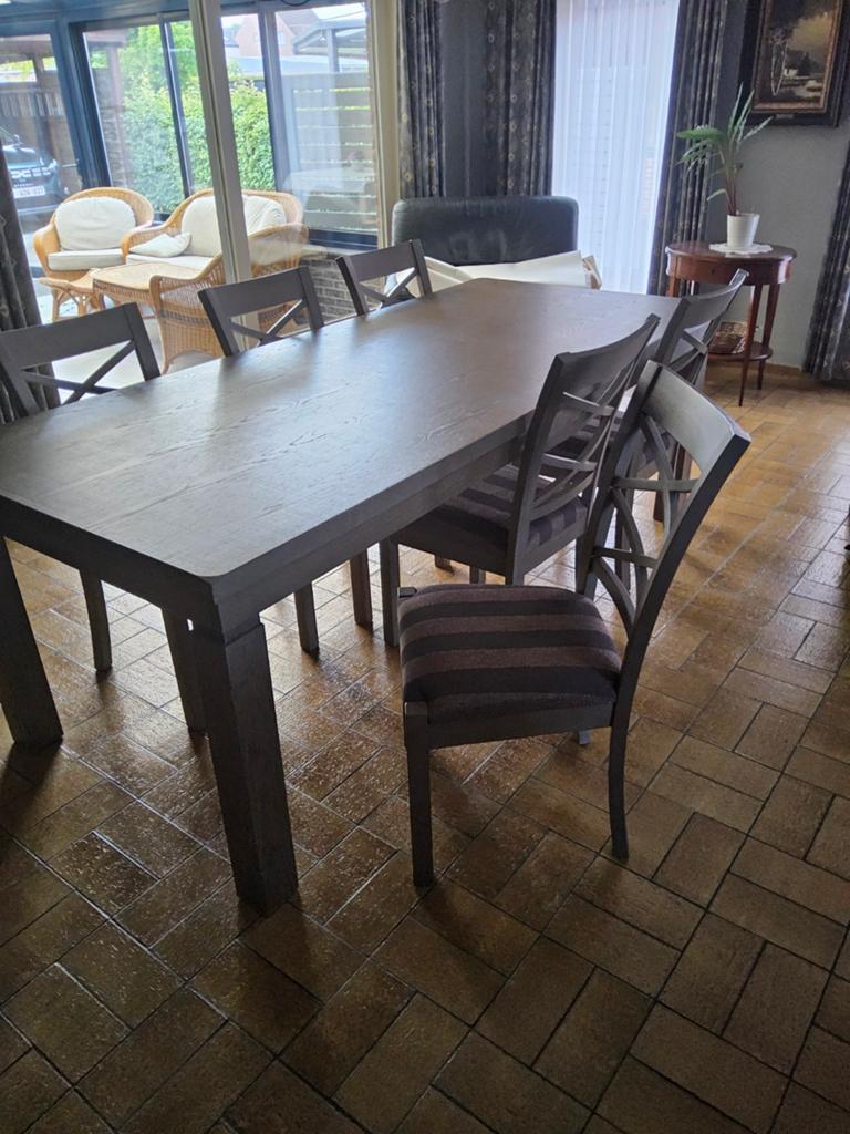 Zeer mooie eetkamer in geborsteld eik, Huis en Inrichting, Tafels | Eettafels, Ophalen