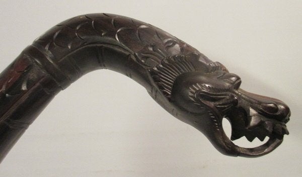 oude aparte wandelstok met Chinese draken kop, Antiek en Kunst, Verzenden
