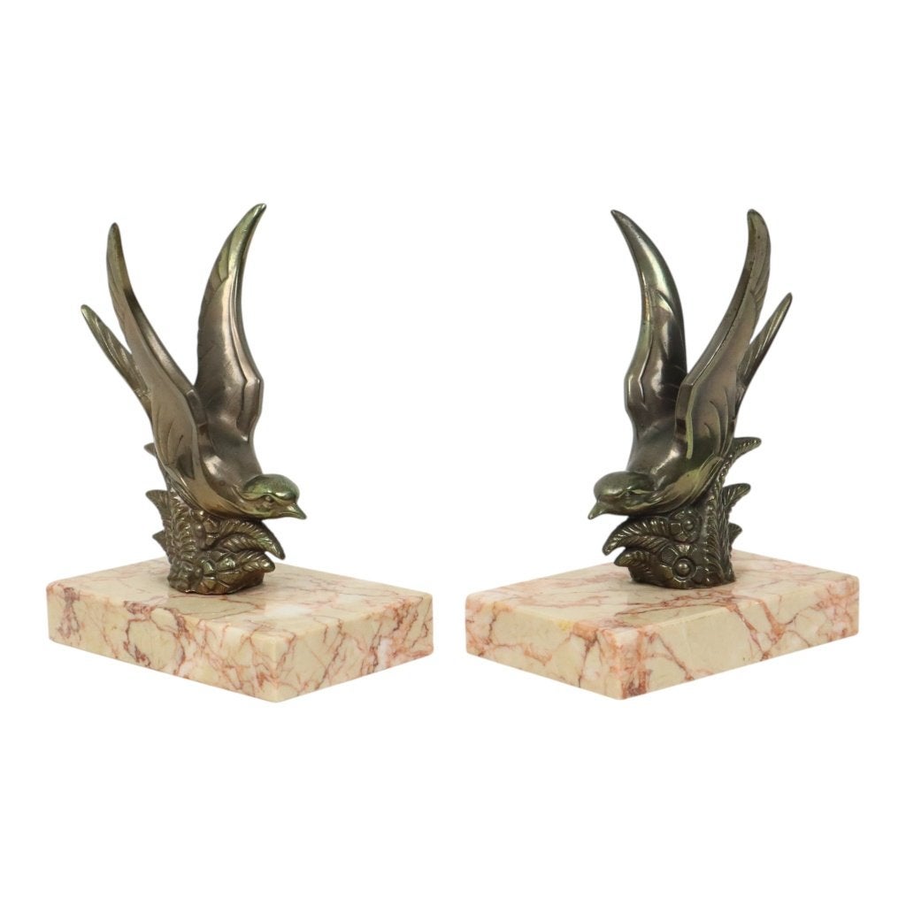 Koppel Art Deco Boekensteunen Zwaluwen Vogels Jaren 30, Antiek en Kunst, Curiosa en Brocante, Ophalen of Verzenden