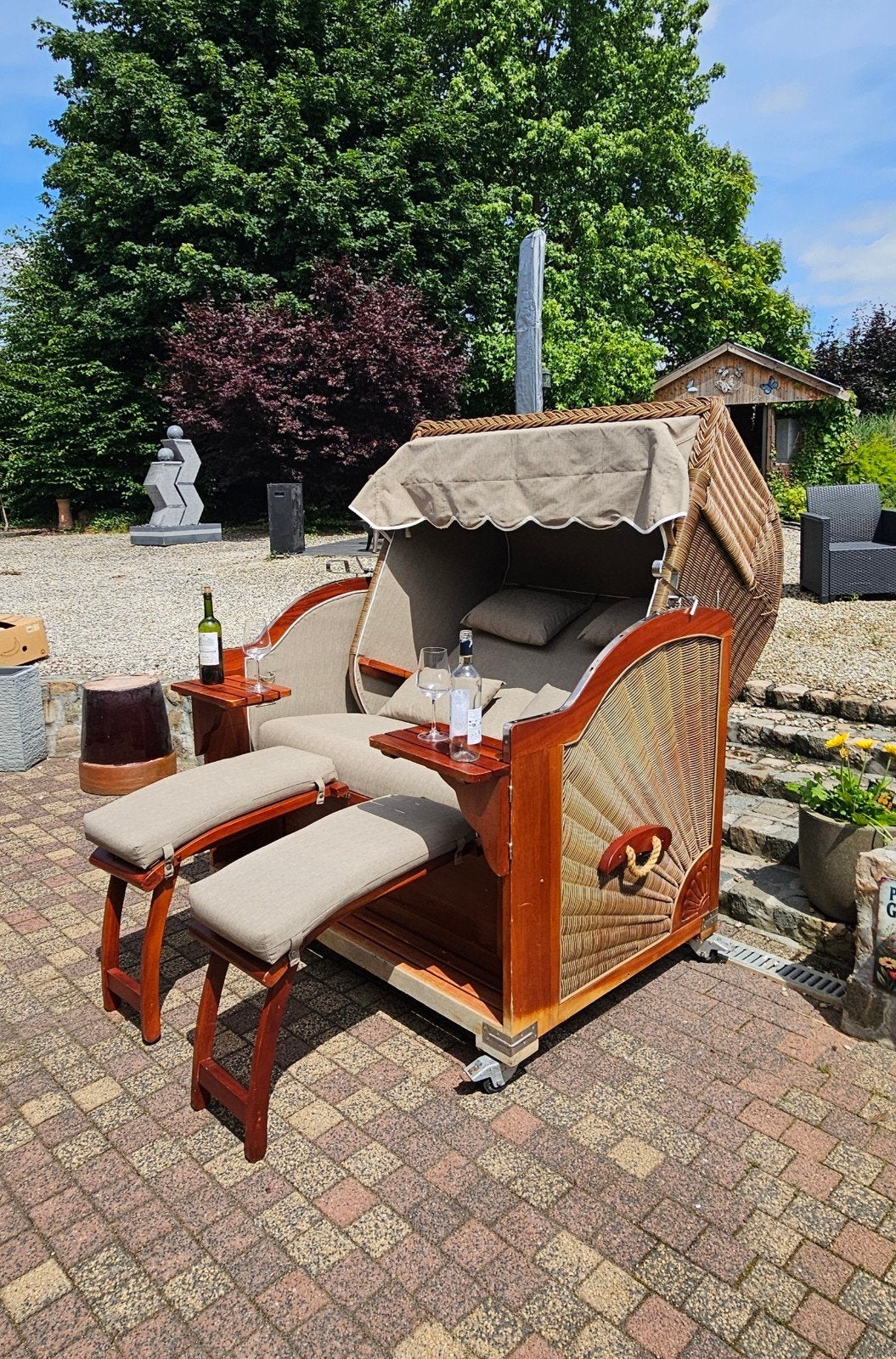 XL Luxe Sun Strandstoel., Tuin en Terras, Ophalen, Zo goed als nieuw, Hout, Inklapbaar