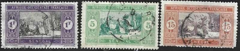 3 Postzegels Senegal 1914 Inheemse markt, Timbres & Monnaies, Timbres | Afrique, Enlèvement ou Envoi, Autres pays, Affranchi