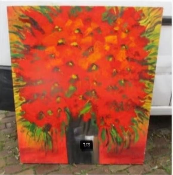 Mooi Abstract Geschilderd Werk 'Kleurrijke Boom' - 121x101, Ophalen