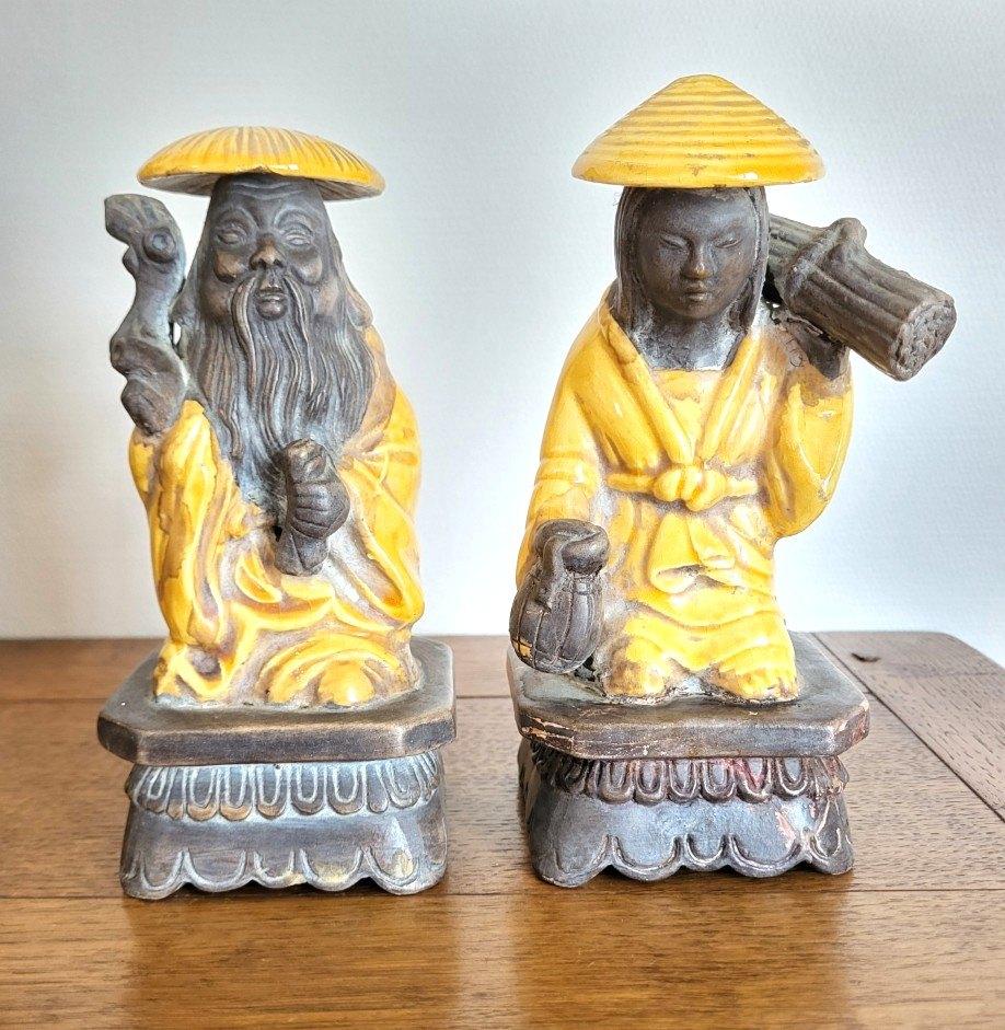Paar oude Chinese beeldjes, Antiek en Kunst, Antiek | Keramiek en Aardewerk, Ophalen of Verzenden