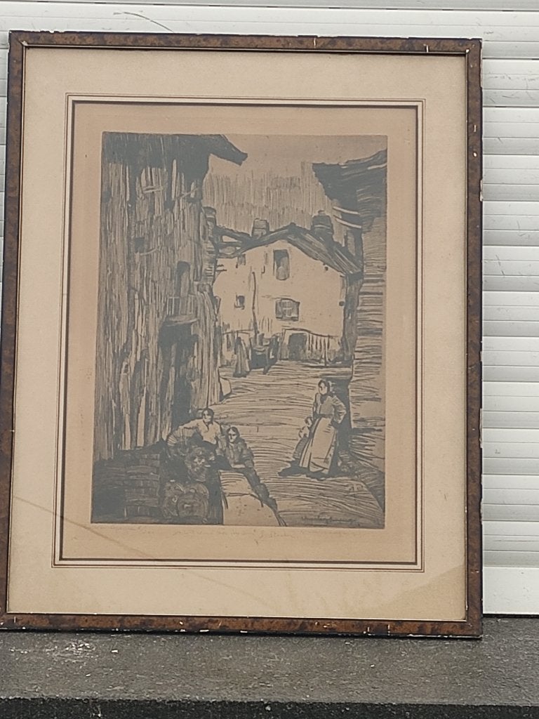 eau forte ruelle en espagne signe charles swyncop, Enlèvement ou Envoi
