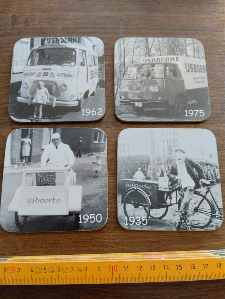 4 retro onderleggers ijsboerke België, Verzenden