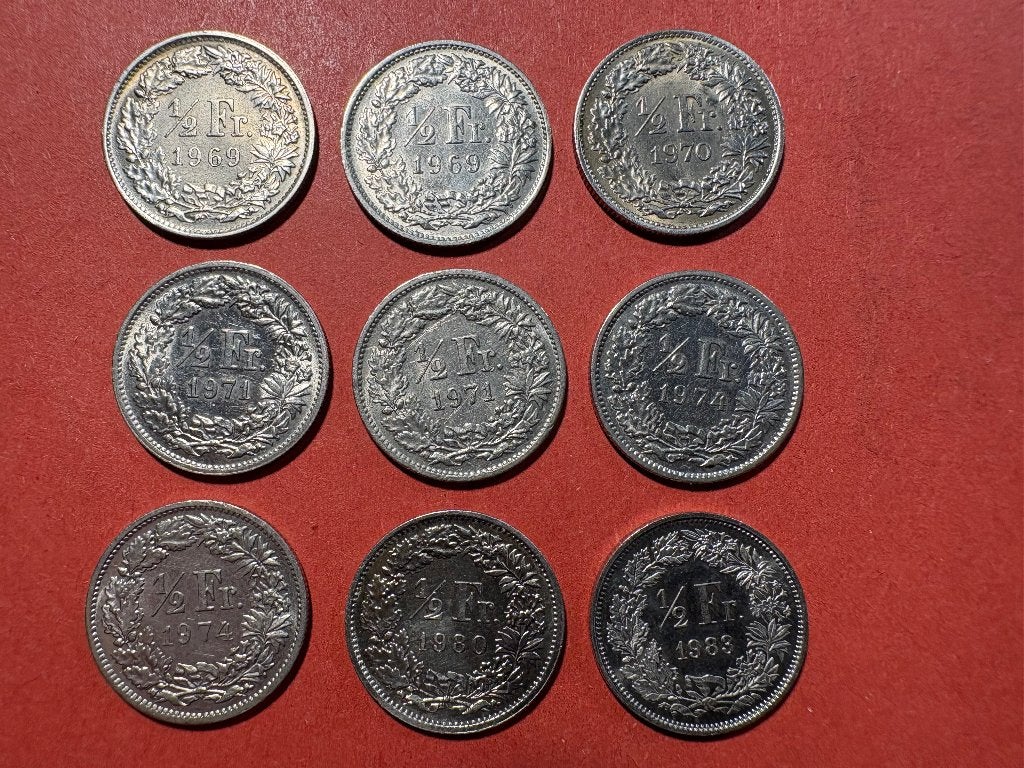 Suisse - Lot 9 pièces 1/2 Franc (#220#), Enlèvement ou Envoi, Autres pays, Série