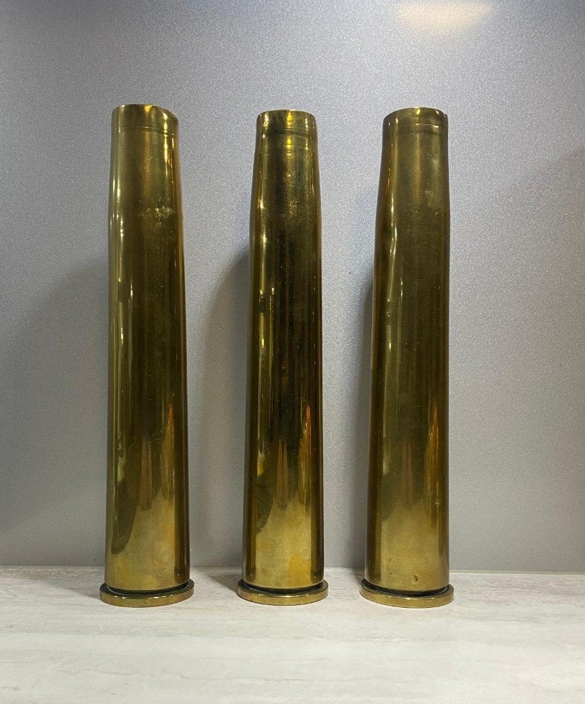 Mooi trio 40mm Bofors huls (WWII / 1943), Collections, Enlèvement, Armée de terre, Douilles ou Pièces de fouille