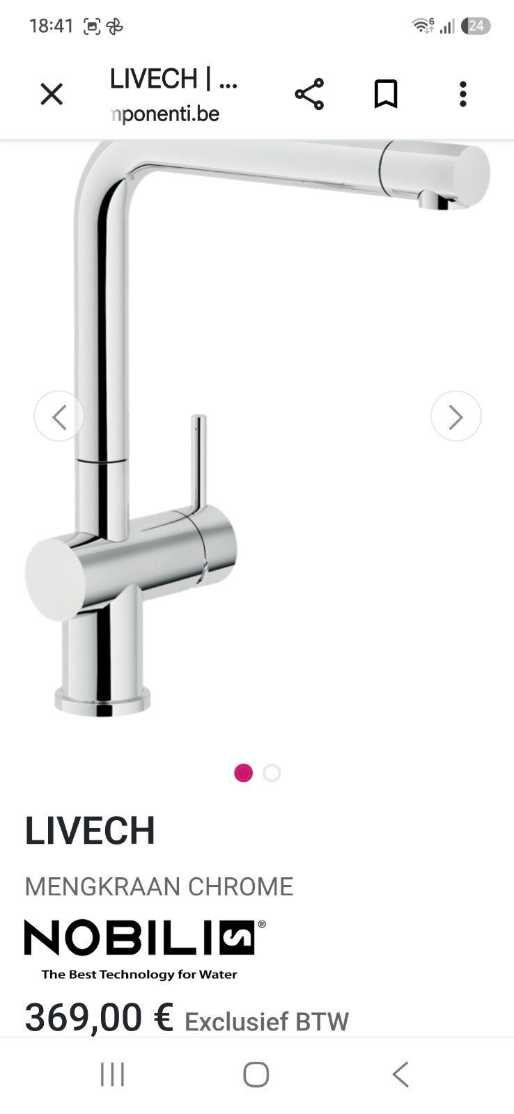 Nobili Live keukenkraan, Ophalen, Nieuw, Chroom, Kraan
