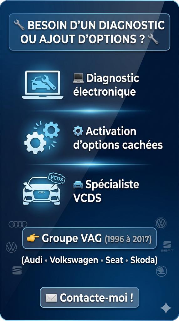 Diagnostic et ajout options cachées Vag Vw Audi Seat Skoda, Enlèvement
