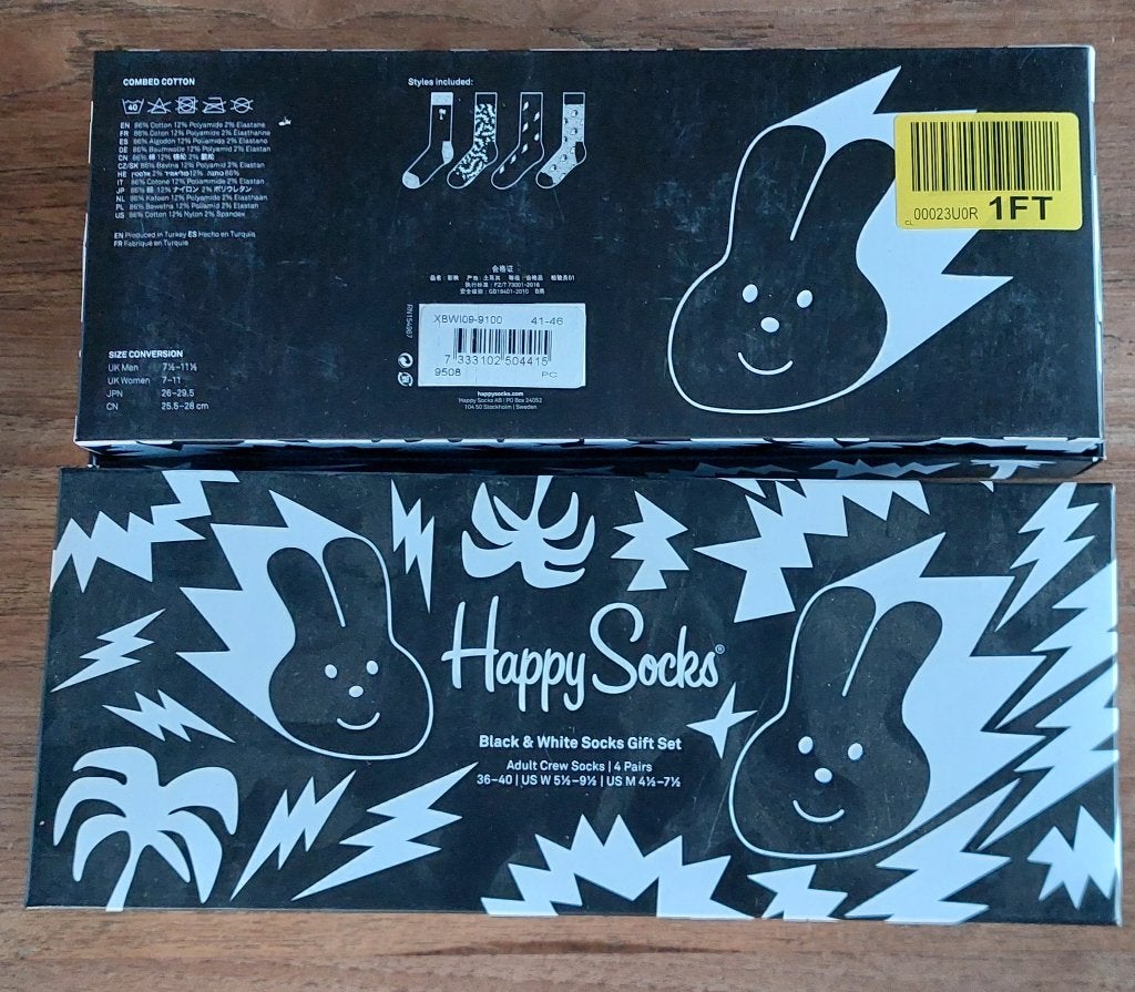2 x Happy Socks Black/white Bunny GiftSet(4p) - maat 36/40, Vêtements | Hommes, Chaussettes & Bas, Neuf, Taille 39 à 42, Enlèvement ou Envoi