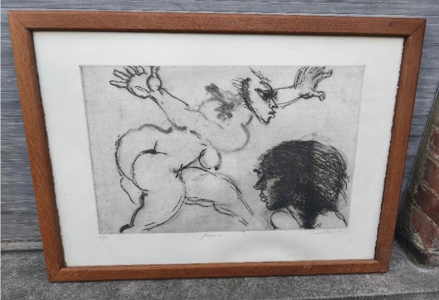 Eau forte femmes signe Roger somville, Antiek en Kunst, Kunst | Etsen en Gravures, Ophalen of Verzenden