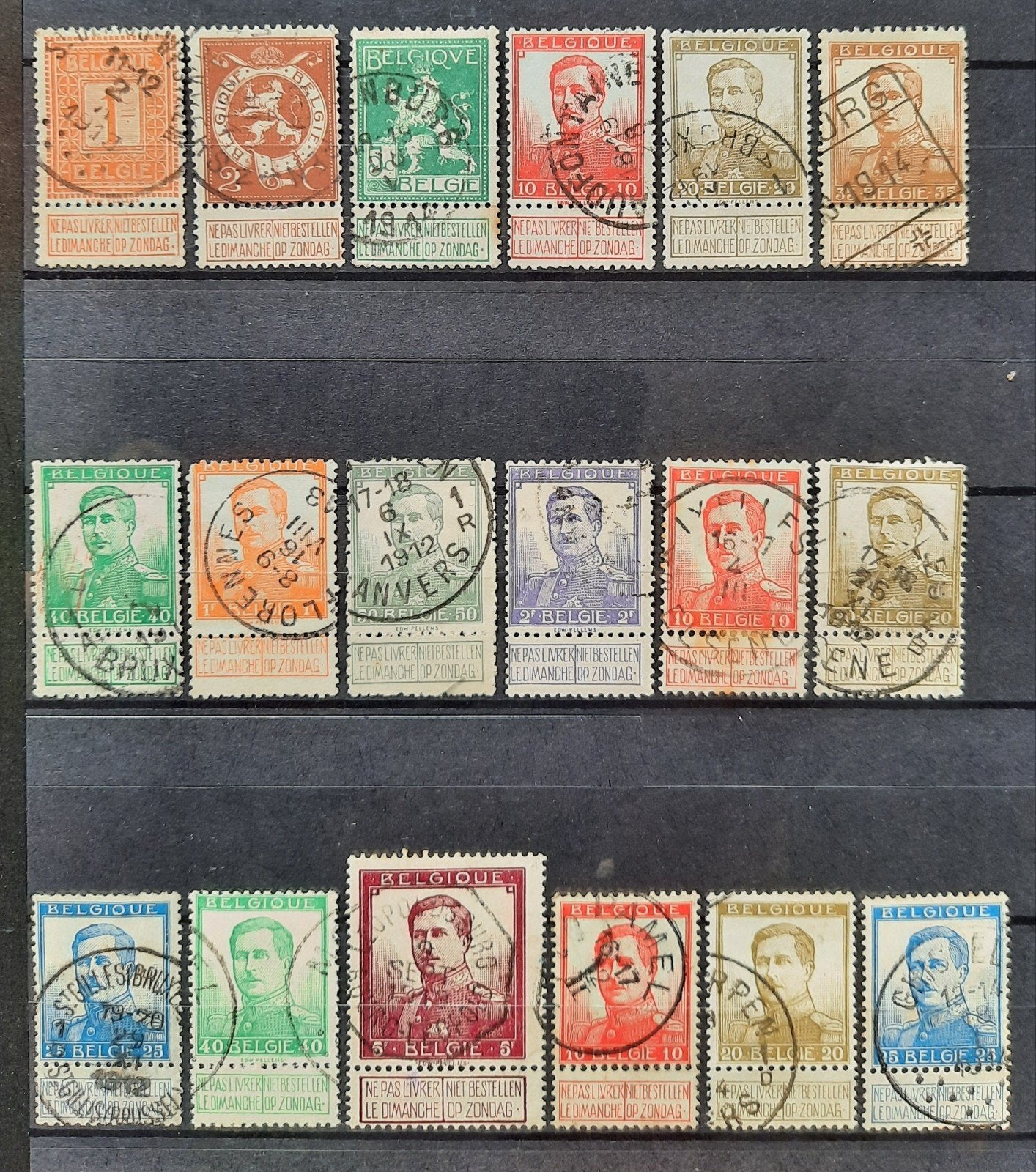 Belgique : OBP 108/25 (●) Pellens 1912., Avec timbre, Enlèvement ou Envoi, Sans gomme, Affranchi