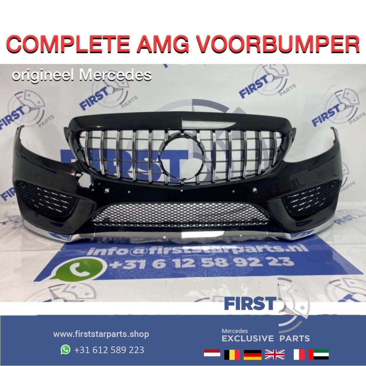 W205 C43 AMG Voorbumper COMPLEET Mercedes C Klasse 43 bumper, Utilisé, -, Avant, -