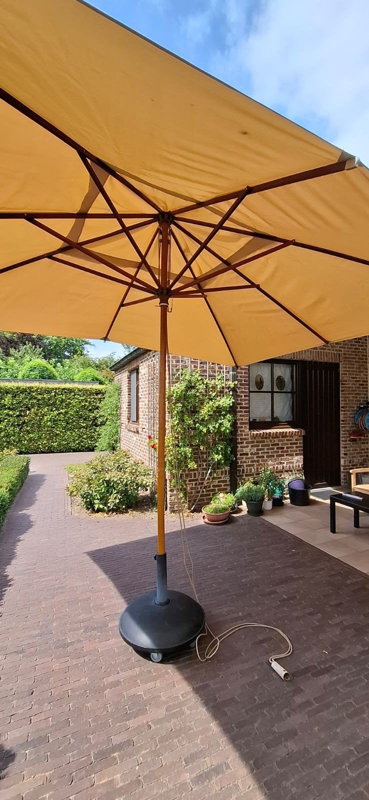 Garden Plus tuinparasol 2,90 x 3,60 m 
Moo, Tuin en Terras, Ophalen, Gebruikt, 3 tot 4 meter, Stokparasol