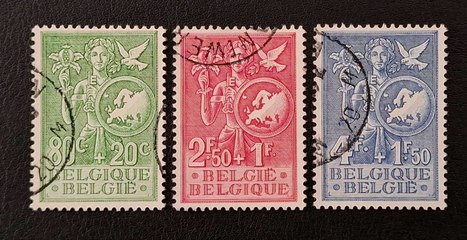 België: OBP 927/29 (●) Europese gedachte 1953., Met stempel, Frankeerzegel, Ophalen of Verzenden, Gestempeld