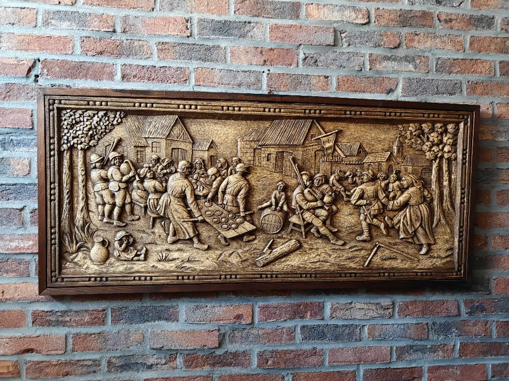 Houtsnijwerk kader te koop, Ophalen, 50 - 100 cm, Handgemaakt, Hout