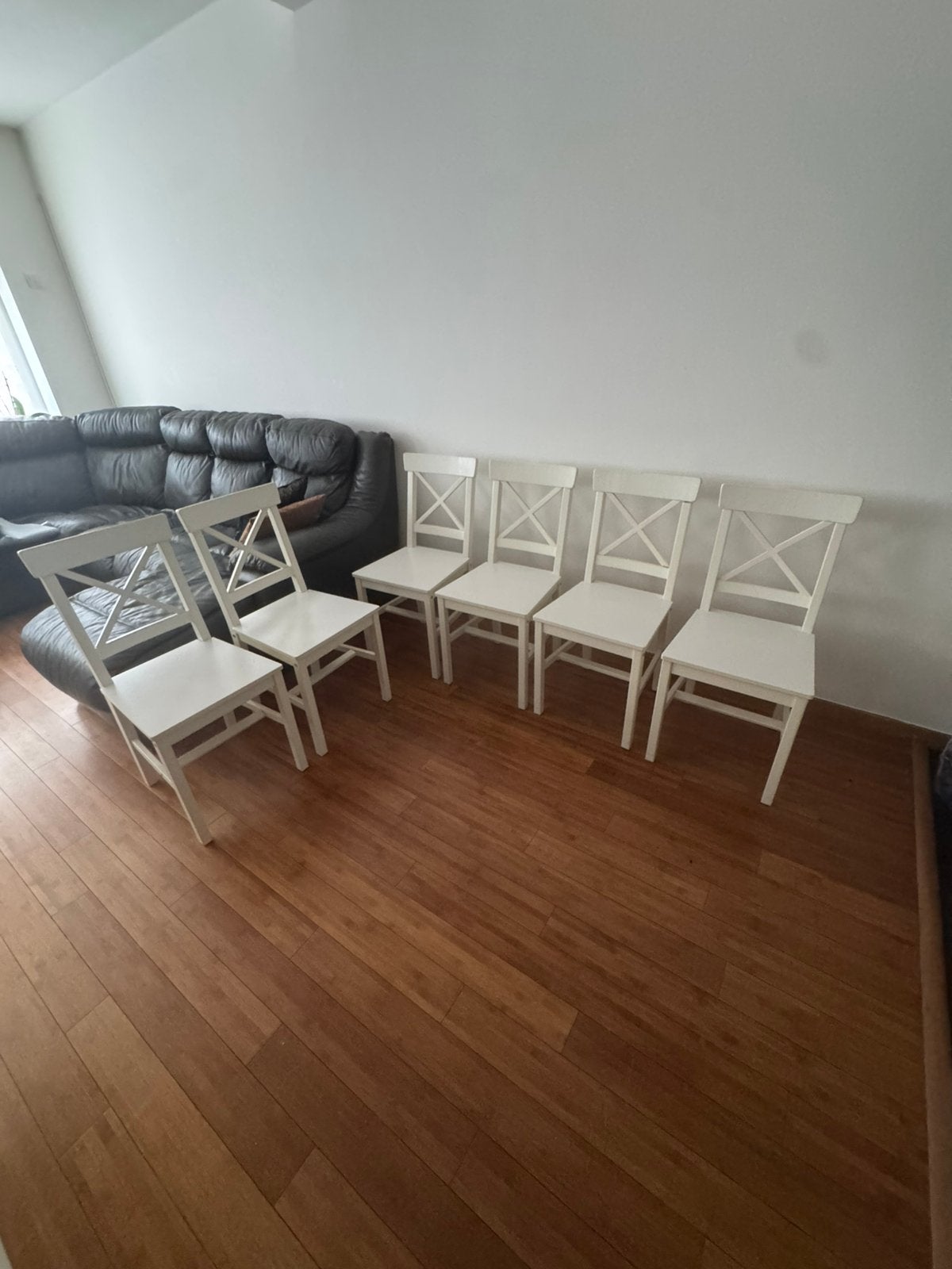 6 chaises jysk, Maison & Meubles, Enlèvement, Blanc, Une