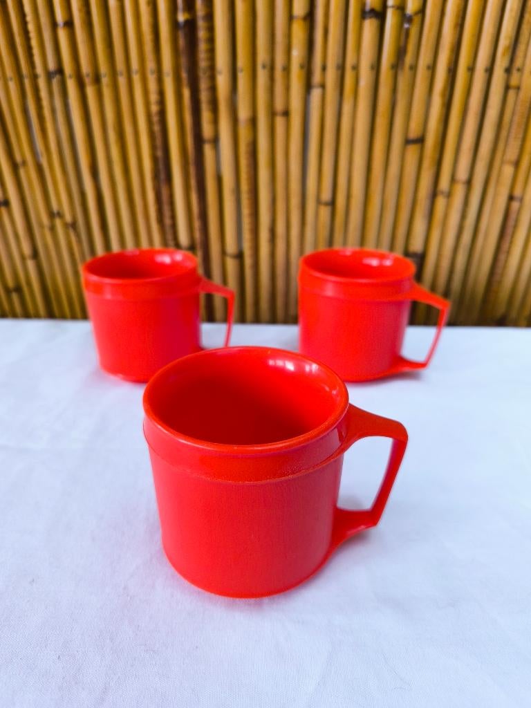 3 vintage Aladdin oranje plastic campingbekers uit 1980, Ophalen of Verzenden, Huis en Inrichting