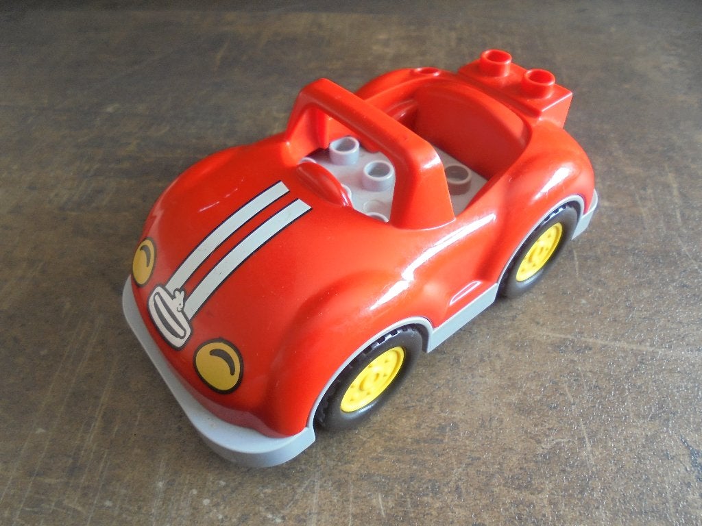 Lego Duplo Car Base 4x8 with Racing Stripes (zie foto's), Enlèvement ou Envoi, Utilisé, Briques en vrac, Duplo