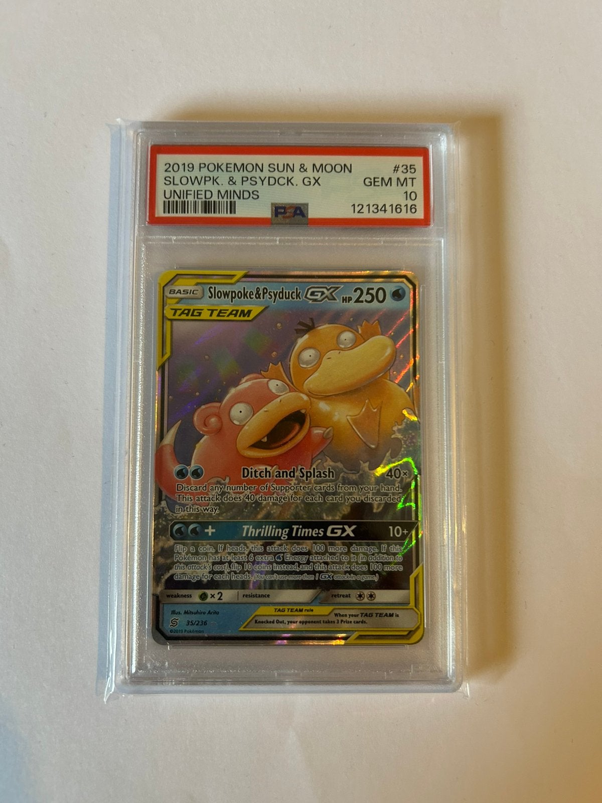 Slowpoke & psyduck GX - PSA 10, Ophalen of Verzenden, Nieuw, Losse kaart, Foil