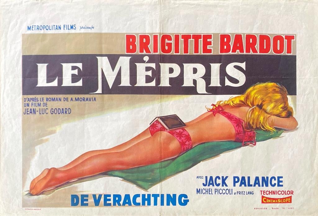 Originele poster „Le Mépris” Brigitte Bardot/Godard, Rechthoekig Liggend, Ophalen of Verzenden, Zo goed als nieuw, A1 t/m A3